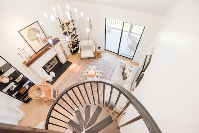 1926 Canterbury Ct Unit 301, Lynchburg, VA 24503 - stairway with wood finished floors and a chandelier