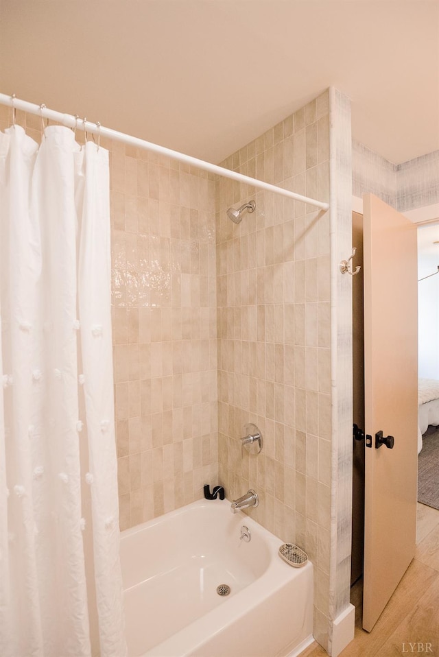 1926 Canterbury Ct Unit 301, Lynchburg, VA 24503 - full bath featuring shower / bath combo with shower curtain and wood finished floors