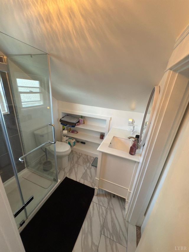 318 Westover Blvd, Lynchburg, VA 24501 - full bath featuring toilet, a stall shower, vanity, and marble finish floor