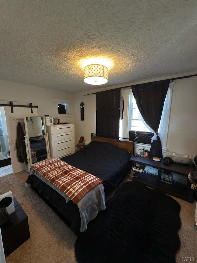 318 Westover Blvd, Lynchburg, VA 24501 - bedroom featuring a textured ceiling, a barn door, and carpet flooring