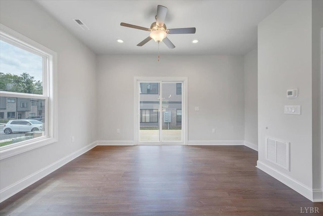 38 Shotman Rd, Rustburg, VA 24502 - unfurnished room featuring dark wood-style flooring, a ceiling fan, and recessed lighting