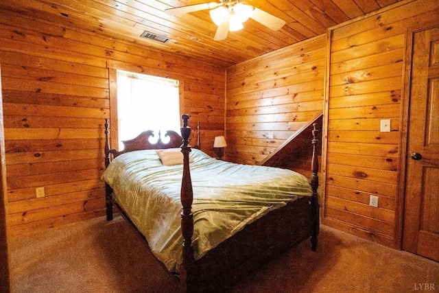 1582 Venturous Trl, Goode, VA 24556 - bedroom with visible vents, wooden walls, and wood ceiling