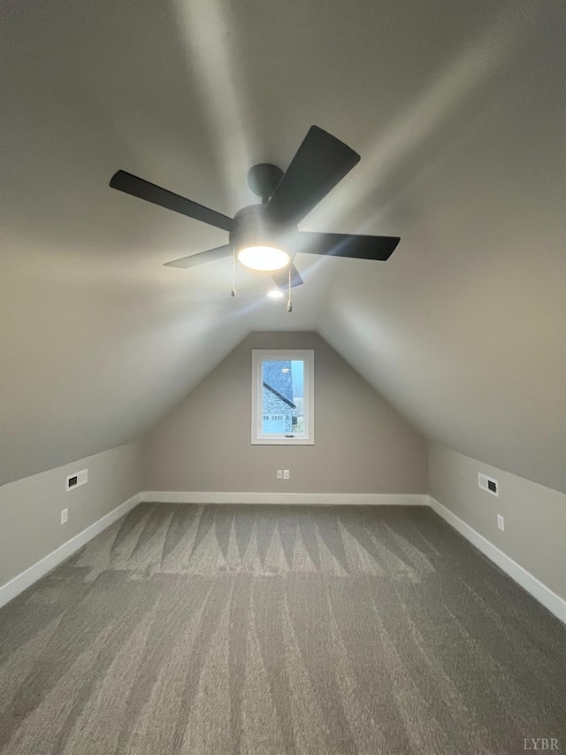 43 Grandset Dr, Forest, VA 24551 - bonus room featuring baseboards, carpet floors, lofted ceiling, and a ceiling fan