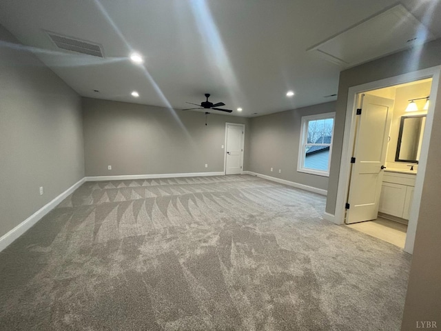 43 Grandset Dr, Forest, VA 24551 - additional living space with carpet, recessed lighting, baseboards, ceiling fan, and attic access