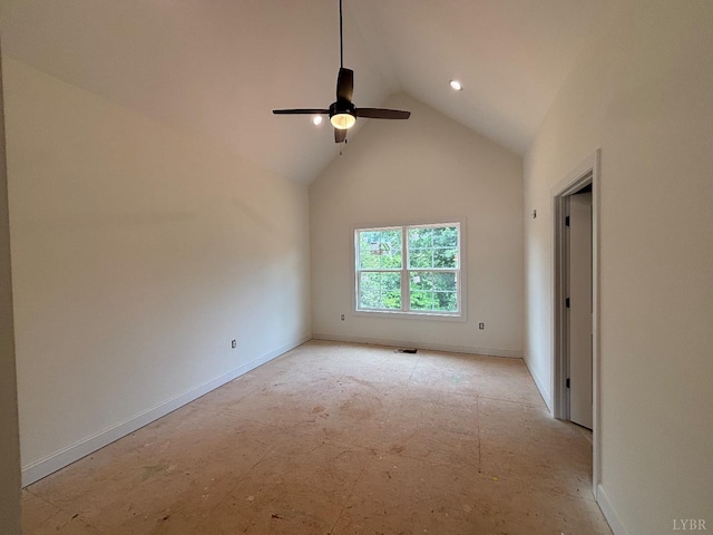 5 Live Oak Dr, Forest, VA 24551 - spare room with ceiling fan, high vaulted ceiling, and recessed lighting