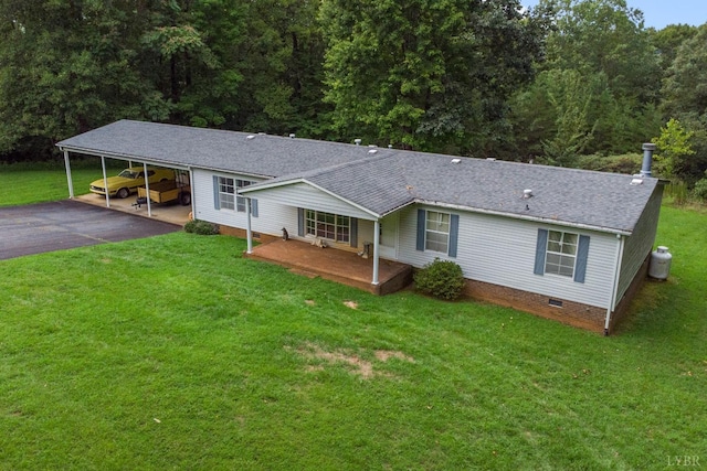550 Mitchell Rd, Axton, VA 24054 - single story home with aphalt driveway, a carport, a front yard, and crawl space