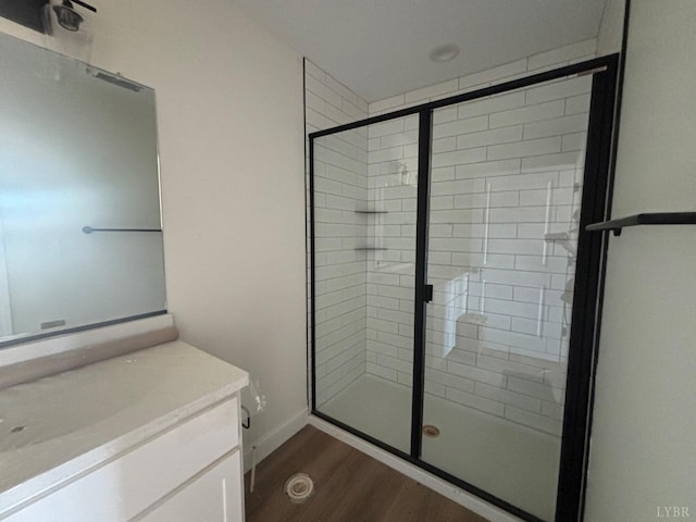 1018 Misty Mountain Rd, Lynchburg, VA 24502 - full bath featuring a stall shower, vanity, and wood finished floors