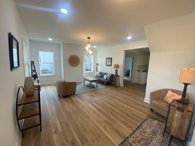 623 Monroe St, Lynchburg, VA 24504 - living area featuring wood finished floors, baseboards, and recessed lighting