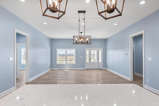 2135 Bellevue Rd, Forest, VA 24551 - entryway with wood finished floors, recessed lighting, and a chandelier
