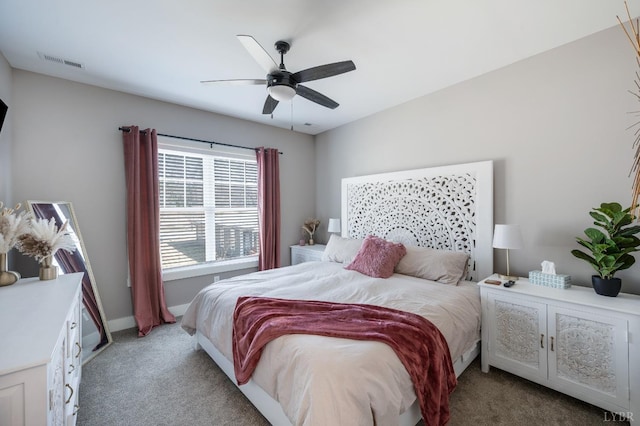 706 Elmwood Ave, Lynchburg, VA 24503 - bedroom with baseboards, carpet floors, a ceiling fan, and visible vents