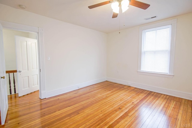 226 Denver Ave, Lynchburg, VA 24503 - spare room featuring baseboards, visible vents, light wood-style flooring, and a ceiling fan