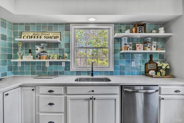 6892 Tolers Ferry Rd, Huddleston, VA 24104 - bar featuring decorative backsplash, a sink, and stainless steel dishwasher