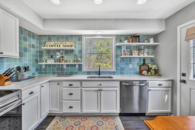 6892 Tolers Ferry Rd, Huddleston, VA 24104 - kitchen featuring appliances with stainless steel finishes, a wealth of natural light, backsplash, and a sink