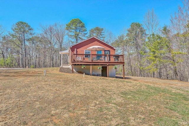 6892 Tolers Ferry Rd, Huddleston, VA 24104 - back of house with a lawn and a deck