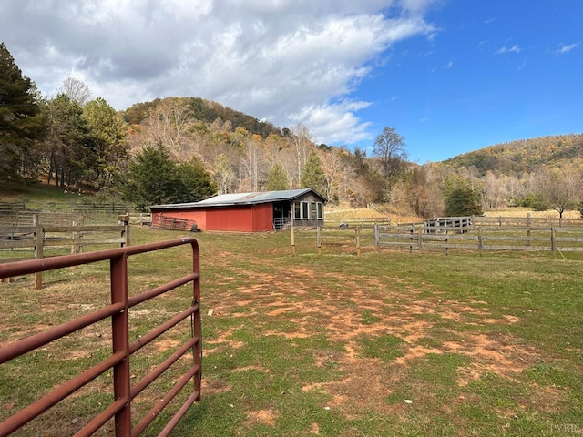 506 Peters Hollow Rd, Monroe, VA 24574 - view of yard featuring a mountain view, a rural view, and an outdoor structure