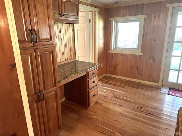 506 Peters Hollow Rd, Monroe, VA 24574 - office area with light wood-style flooring, wooden walls, and baseboards