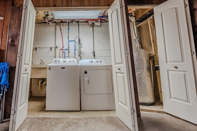 1553 Old Stage Rd, Amherst, VA 24521 - laundry room featuring independent washer and dryer and concrete block wall