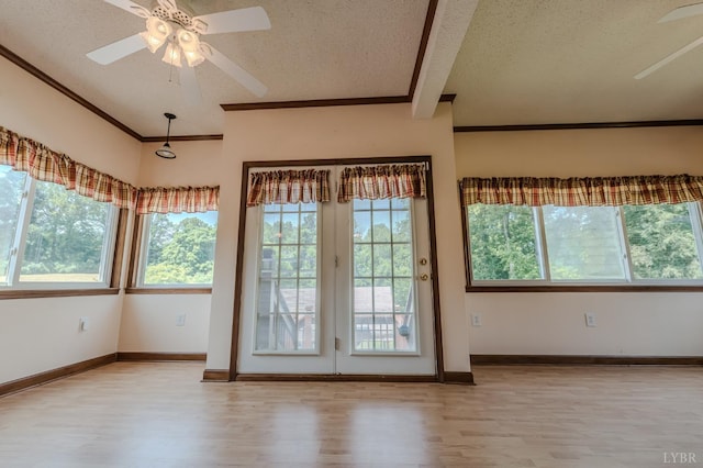 1553 Old Stage Rd, Amherst, VA 24521 - spare room with ceiling fan, wood finished floors, a textured ceiling, and ornamental molding