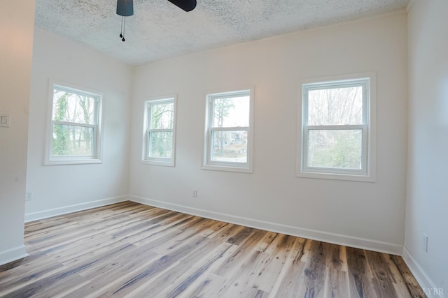 206 Caroline Ave, Brookneal, VA 24528 - empty room with plenty of natural light, wood finished floors, a textured ceiling, a ceiling fan, and baseboards