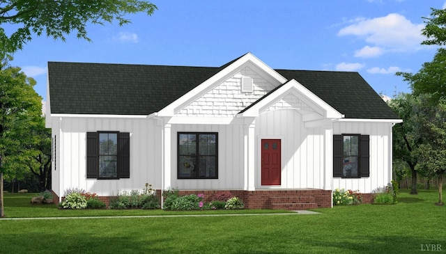 0 Bent Creek Rd, Concord, VA 24538 - view of front of house featuring board and batten siding, a front yard, and roof with shingles
