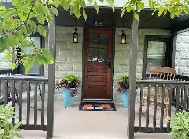 3554 Leffel Rd, Roanoke, VA 24018 - view of exterior entry featuring a porch and stone siding