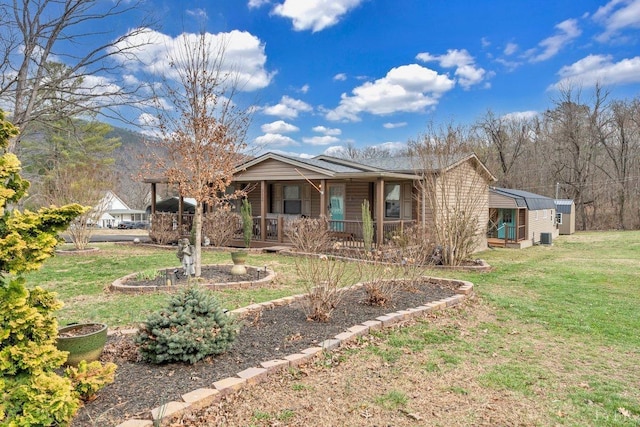 3554 Leffel Rd, Roanoke, VA 24018 - view of front of house featuring a porch, a front lawn, and cooling unit