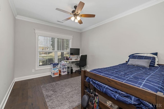 1055 Tori Ct, Forest, VA 24551 - bedroom featuring hardwood / wood-style floors, ornamental molding, baseboards, a ceiling fan, and a desk