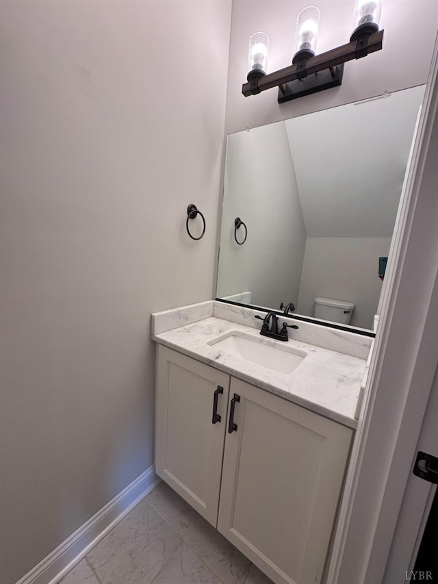 1055 Tori Ct, Forest, VA 24551 - bathroom with marble finish flooring, vanity, baseboards, and toilet