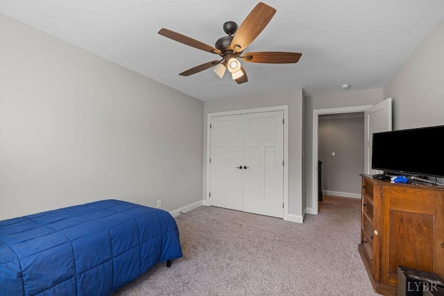 1055 Tori Ct, Forest, VA 24551 - bedroom featuring baseboards, light carpet, and ceiling fan