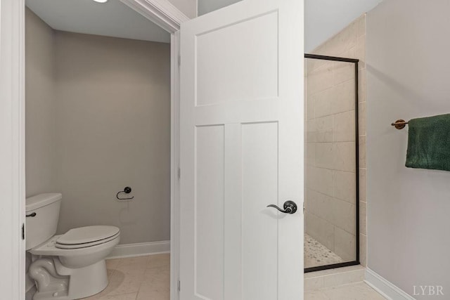 1055 Tori Ct, Forest, VA 24551 - bathroom with a shower stall, toilet, baseboards, and marble finish floors