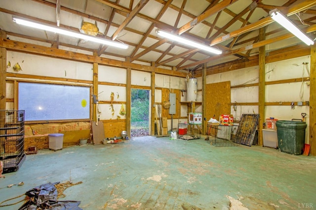 3510 Bear Creek Rd, Rustburg, VA 24588 - miscellaneous room featuring electric panel, water heater, and a garage