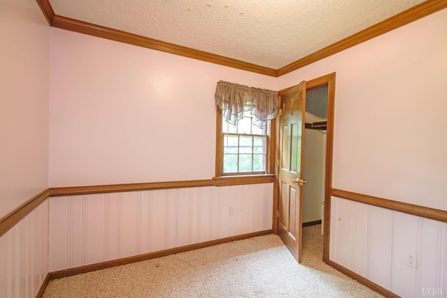 3510 Bear Creek Rd, Rustburg, VA 24588 - unfurnished room featuring carpet flooring, a textured ceiling, and crown molding