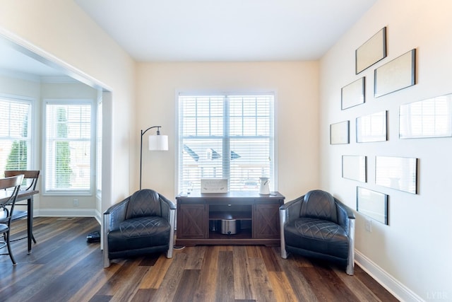 3008 Hill St Unit 306, Lynchburg, VA 24501 - sitting room featuring dark wood-style flooring and baseboards