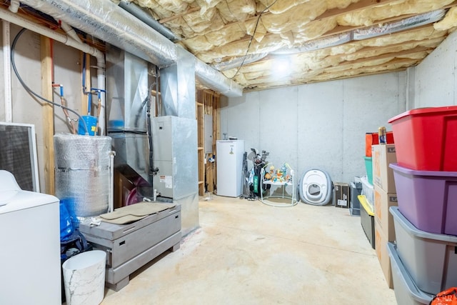 3008 Hill St Unit 306, Lynchburg, VA 24501 - unfinished below grade area with washer / clothes dryer, gas water heater, and electric panel