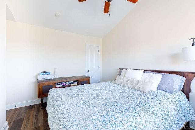 3008 Hill St Unit 306, Lynchburg, VA 24501 - bedroom featuring wood finished floors, baseboards, vaulted ceiling, and ceiling fan