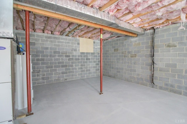 268 Oak Spring Ln, Madison Heights, VA 24572 - unfinished basement featuring gas water heater