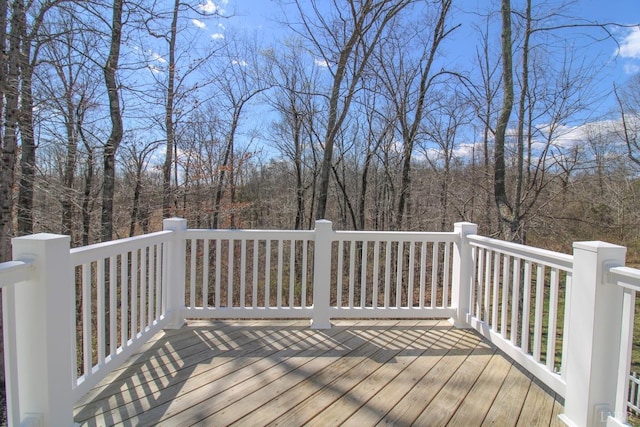 268 Oak Spring Ln, Madison Heights, VA 24572 - wooden terrace with a wooded view