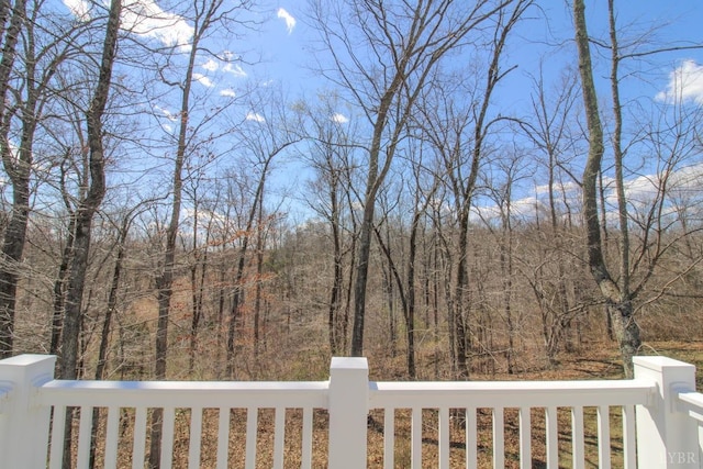268 Oak Spring Ln, Madison Heights, VA 24572 - wooden terrace with a wooded view