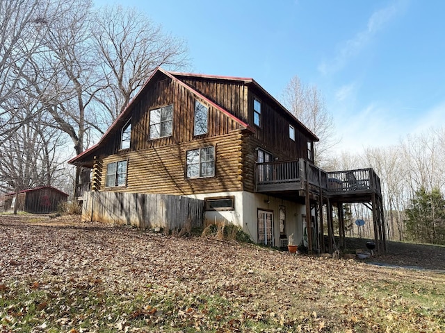 1228 Rosser Mill Rd, Pamplin, VA 23958 - view of property exterior featuring log exterior and a wooden deck