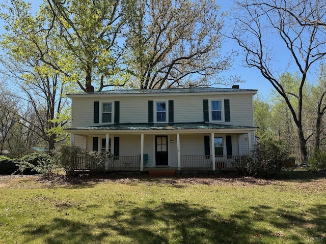 1228 Rosser Mill Rd, Pamplin, VA 23958 - view of front of property with a chimney, a front yard, and a porch