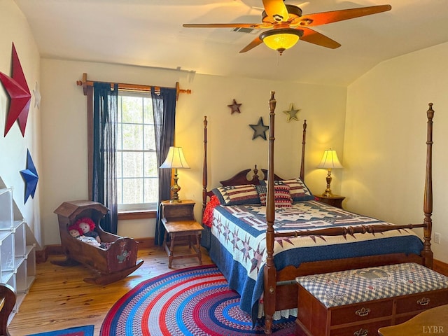 1228 Rosser Mill Rd, Pamplin, VA 23958 - bedroom with wood finished floors, vaulted ceiling, and ceiling fan