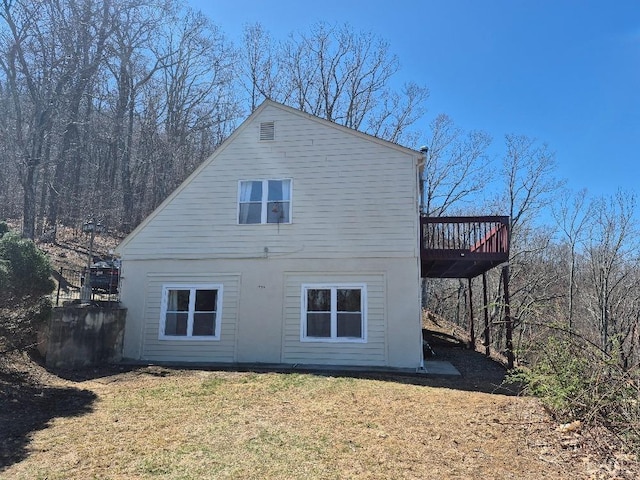 759 Grants Hollow Rd, Monroe, VA 24574 - back of house with a lawn and a wooden deck