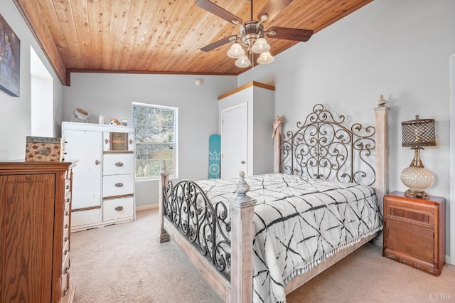 700 Cloudcroft Dr, Monroe, VA 24574 - bedroom with carpet flooring, a ceiling fan, wooden ceiling, and vaulted ceiling