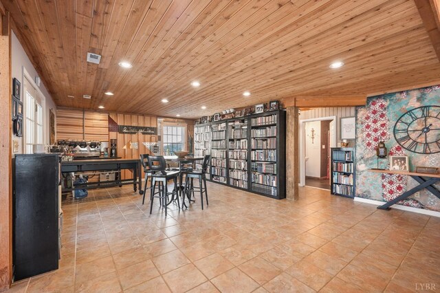700 Cloudcroft Dr, Monroe, VA 24574 - dining area with visible vents, wooden ceiling, and recessed lighting