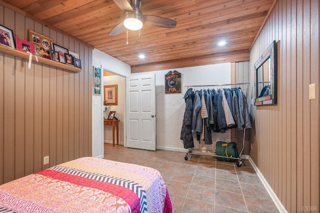 700 Cloudcroft Dr, Monroe, VA 24574 - bedroom with wood ceiling, wood walls, baseboards, and recessed lighting