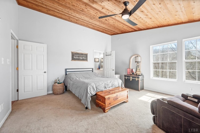 700 Cloudcroft Dr, Monroe, VA 24574 - bedroom with a ceiling fan, wooden ceiling, carpet, and vaulted ceiling