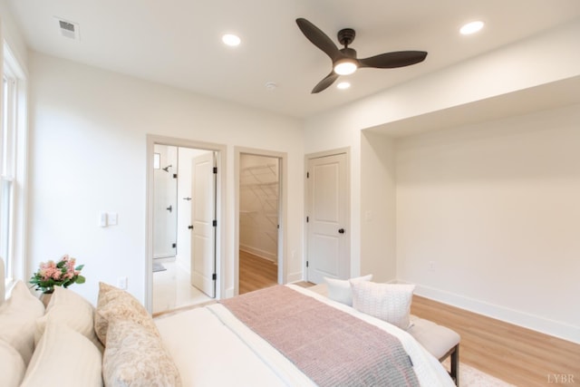271 Riverside Dr, Lynchburg, VA 24503 - bedroom featuring light wood-style floors, recessed lighting, connected bathroom, and ceiling fan