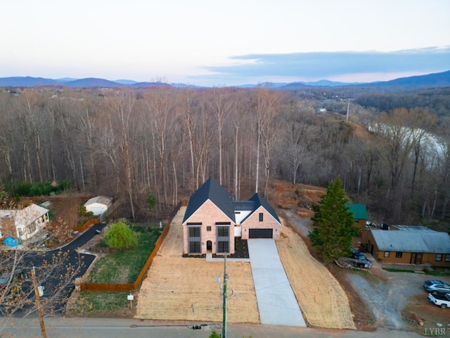 271 Riverside Dr, Lynchburg, VA 24503 - aerial view of property and surrounding area featuring a heavily wooded area and a mountain backdrop