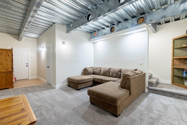 355 Camellia, Hurt, VA 24563 - living area with baseboards, stairs, and carpet floors