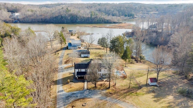 1014 Tall Tree Rd, Wirtz, VA 24184 - view from above of property with a large body of water and a heavily wooded area